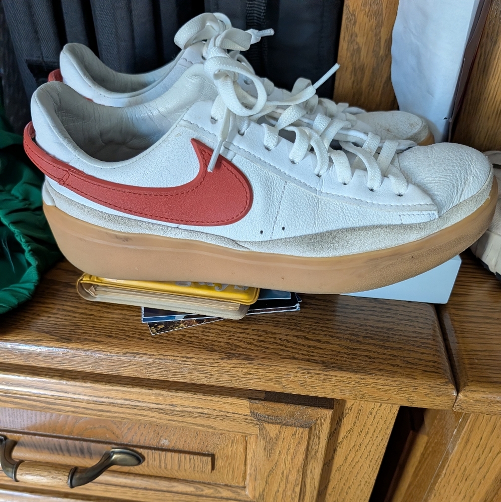 Nike Phantom Low White and Dragon Red Sneakers with Gum Sole